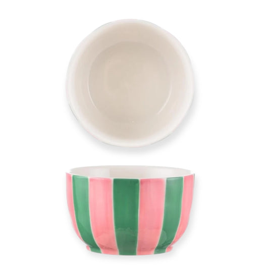 Noss & Co Small Bowl, Pink and Green Stripe
