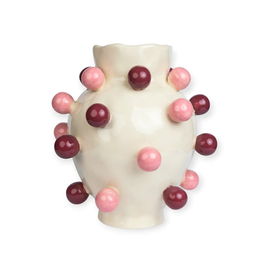 Noss & Co Large Bubble Vase, Burgundy & Pink Balls