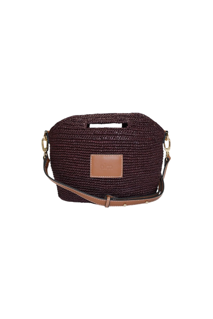 Nim The Label Leather Trimmed Raffia Mini, Cocoa