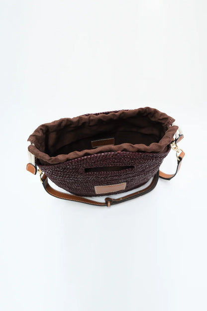 Nim The Label Leather Trimmed Raffia Mini, Cocoa