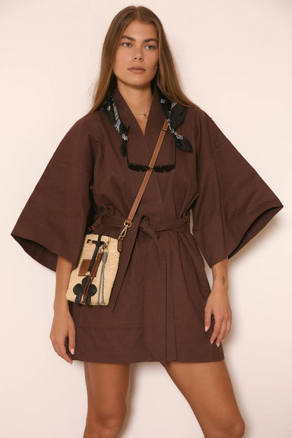 Nim The Label Leather Trimmed Raffia Pocket