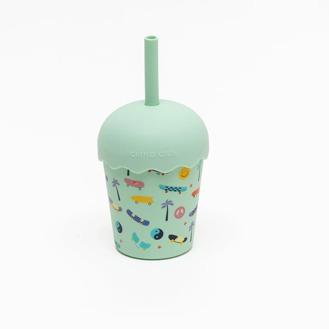 Chino Club Mini 200ml Smoothie Cup & Straw, Skate Aqua
