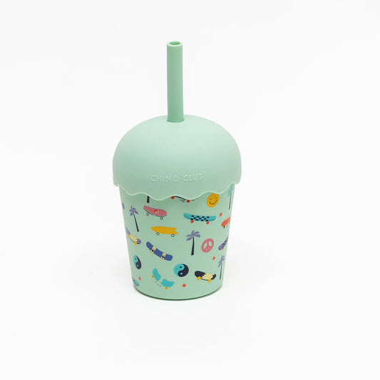 Chino Club Mini 200ml Smoothie Cup & Straw, Skate Aqua