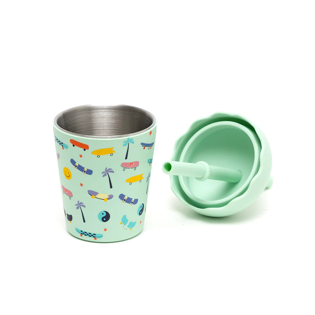 Chino Club Mini 200ml Smoothie Cup & Straw, Skate Aqua