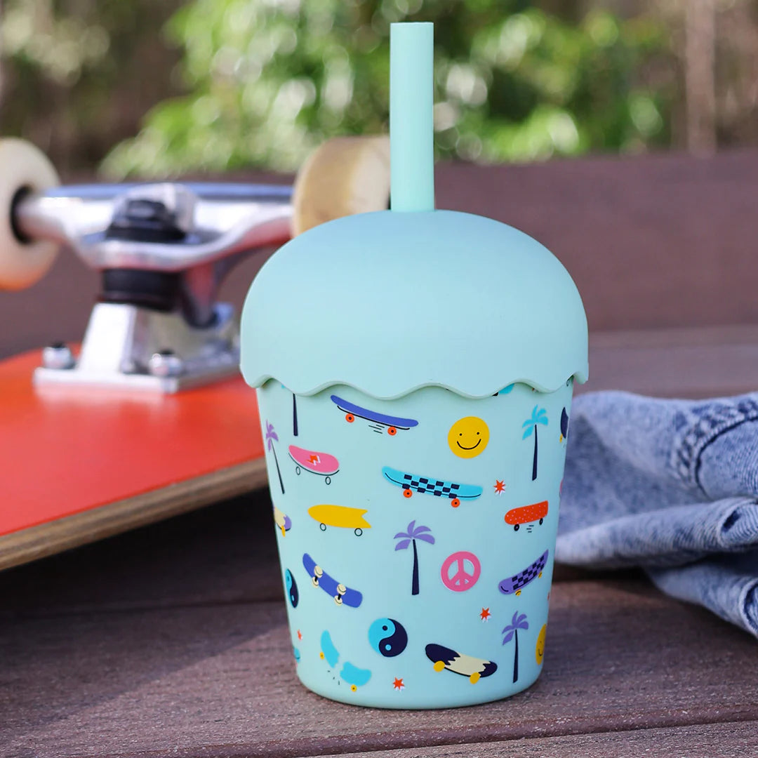 Chino Club Mini 200ml Smoothie Cup & Straw, Skate Aqua