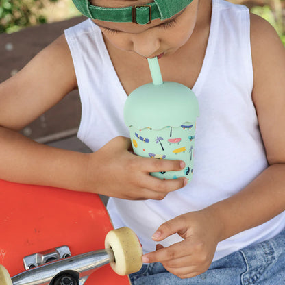 Chino Club Mini 200ml Smoothie Cup & Straw, Skate Aqua