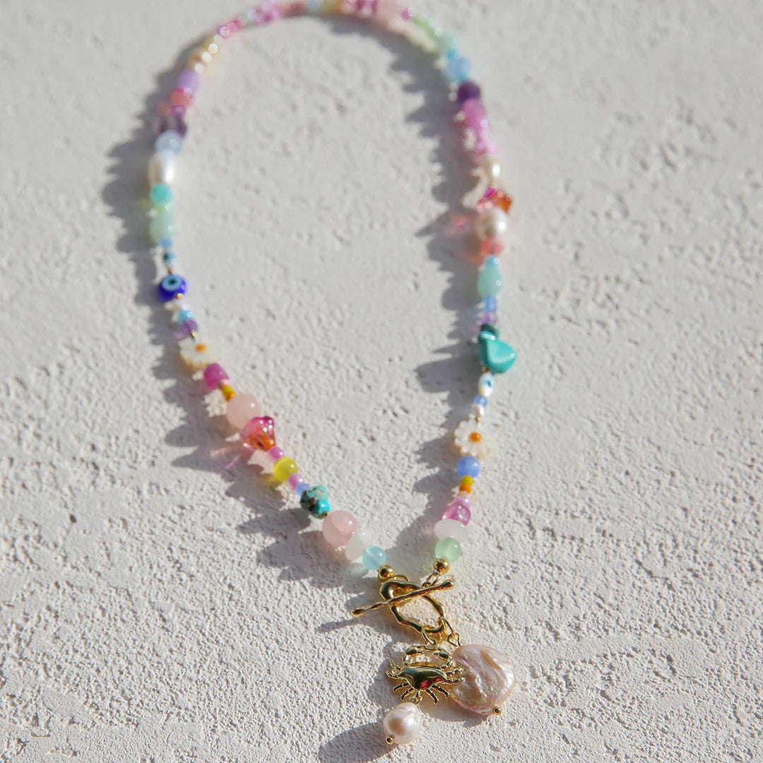 Kingston Necklace, Rainbow Crab Fob