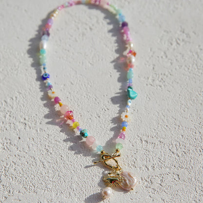 Kingston Necklace, Rainbow Crab Fob