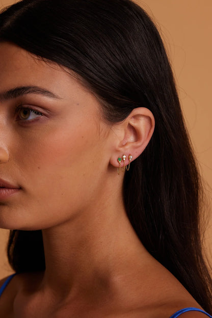 ToniMay May Emerald Birthstone Stud, Gold