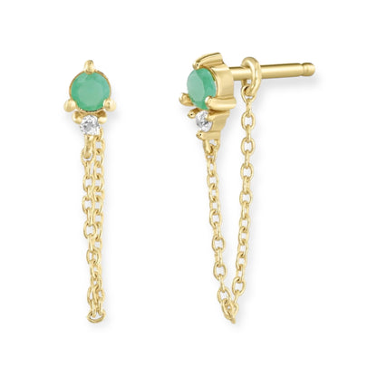 ToniMay May Emerald Birthstone Stud, Gold