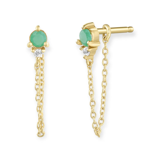 ToniMay May Emerald Birthstone Stud, Gold