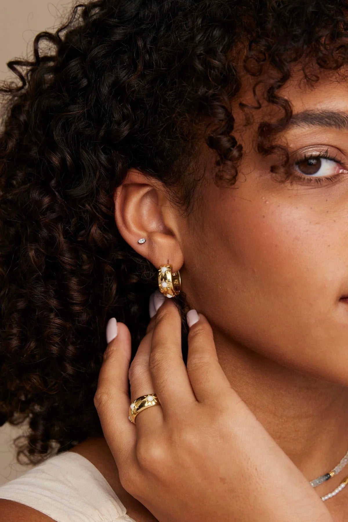 ToniMay Alina Opal Hoops, Gold