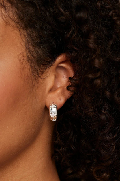 ToniMay Alina Opal Hoops, Silver