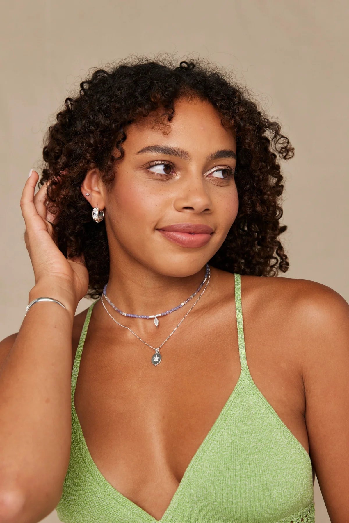 ToniMay Alina Opal Hoops, Silver