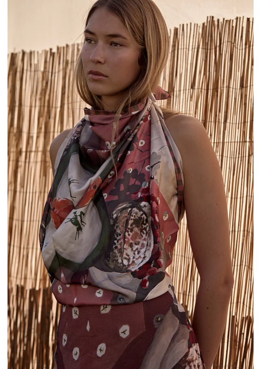 FAR MER. by Whitney Green Horse Silk Scarf