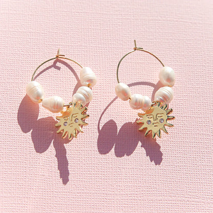 Kingston Sun Pearl Hoop Earrings