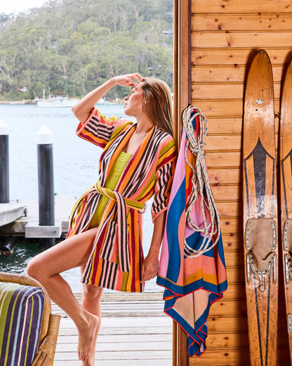 Kip & Co Terry Mini Robe, Casablanca Stripe