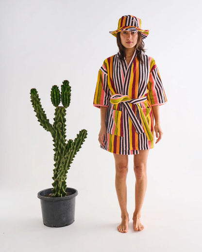 Kip & Co Terry Mini Robe, Casablanca Stripe