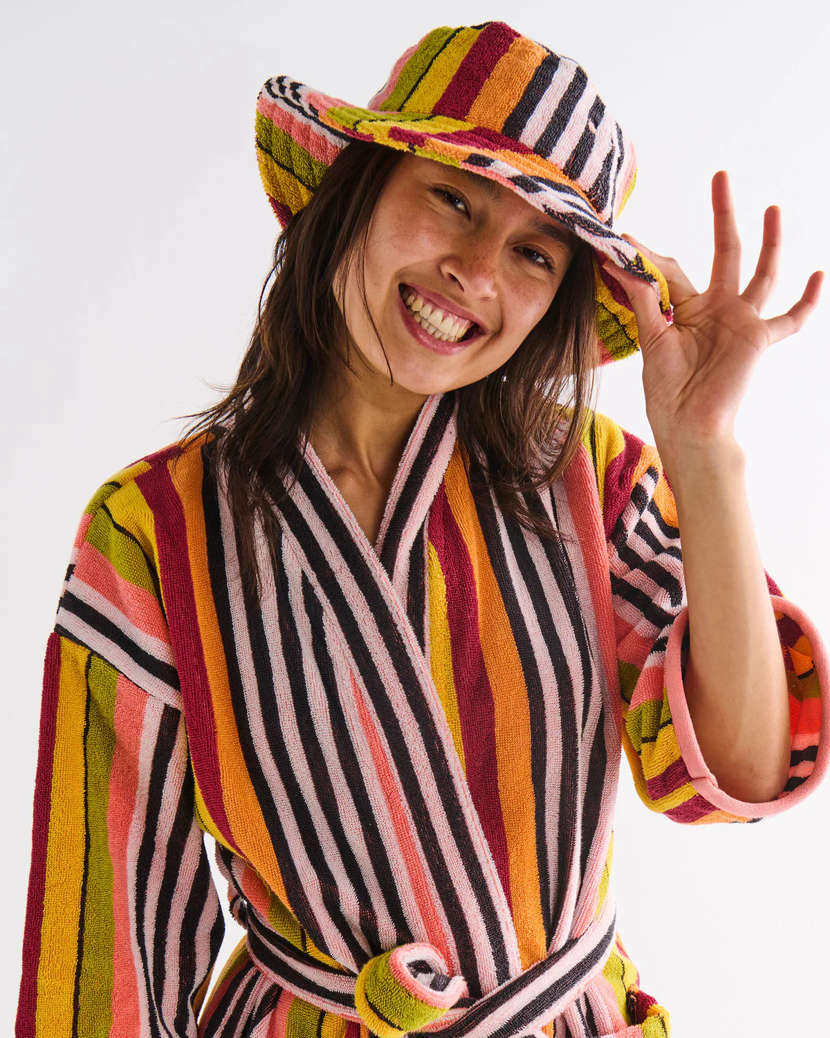 Kip & Co Terry Mini Robe, Casablanca Stripe