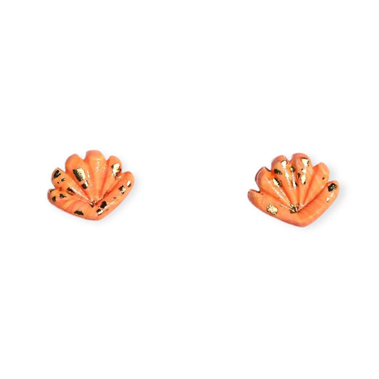 Kingston Shell Stud Earrings, Peach