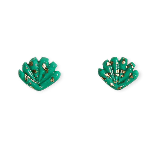 Kingston Shell Stud Earrings, Emerald