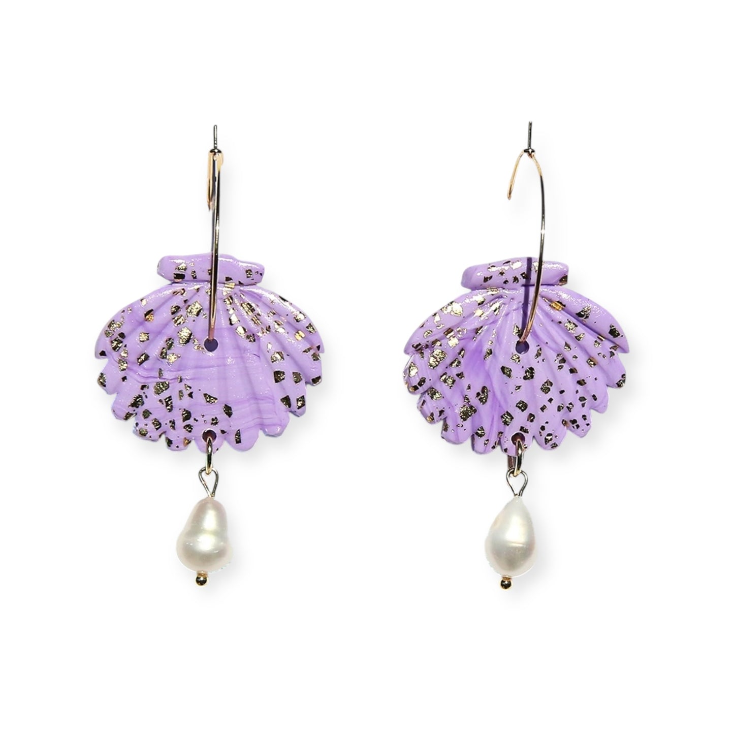 Kingston Shell Hoop Earrings, Lilac