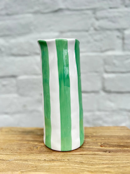 Noss & Co Medium Stripe Vase, Mint Green
