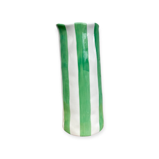 Noss & Co Medium Stripe Vase, Mint Green