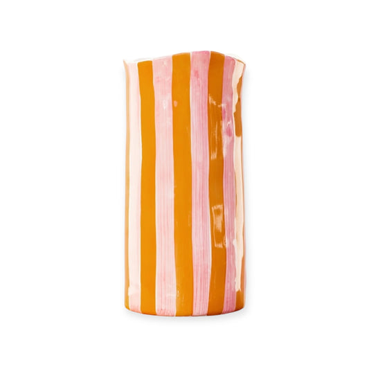 Noss & Co Large Stripe Vase, Pink & Orange