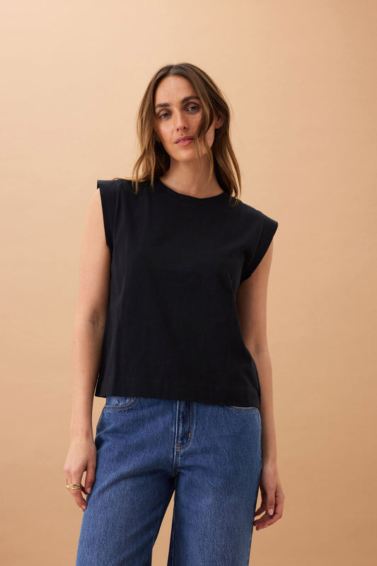 Ceres Life Extended Shoulder Tee, Black