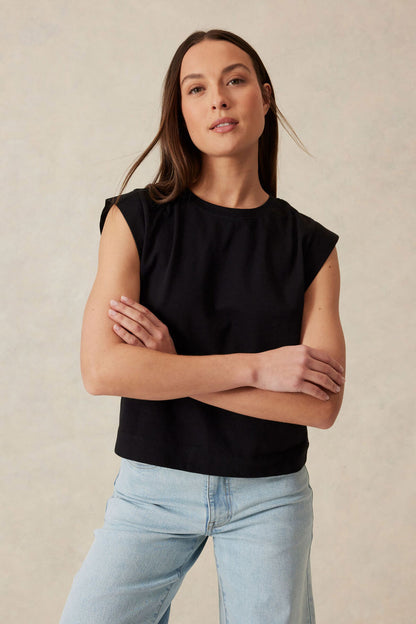 Ceres Life Extended Shoulder Tee, Black