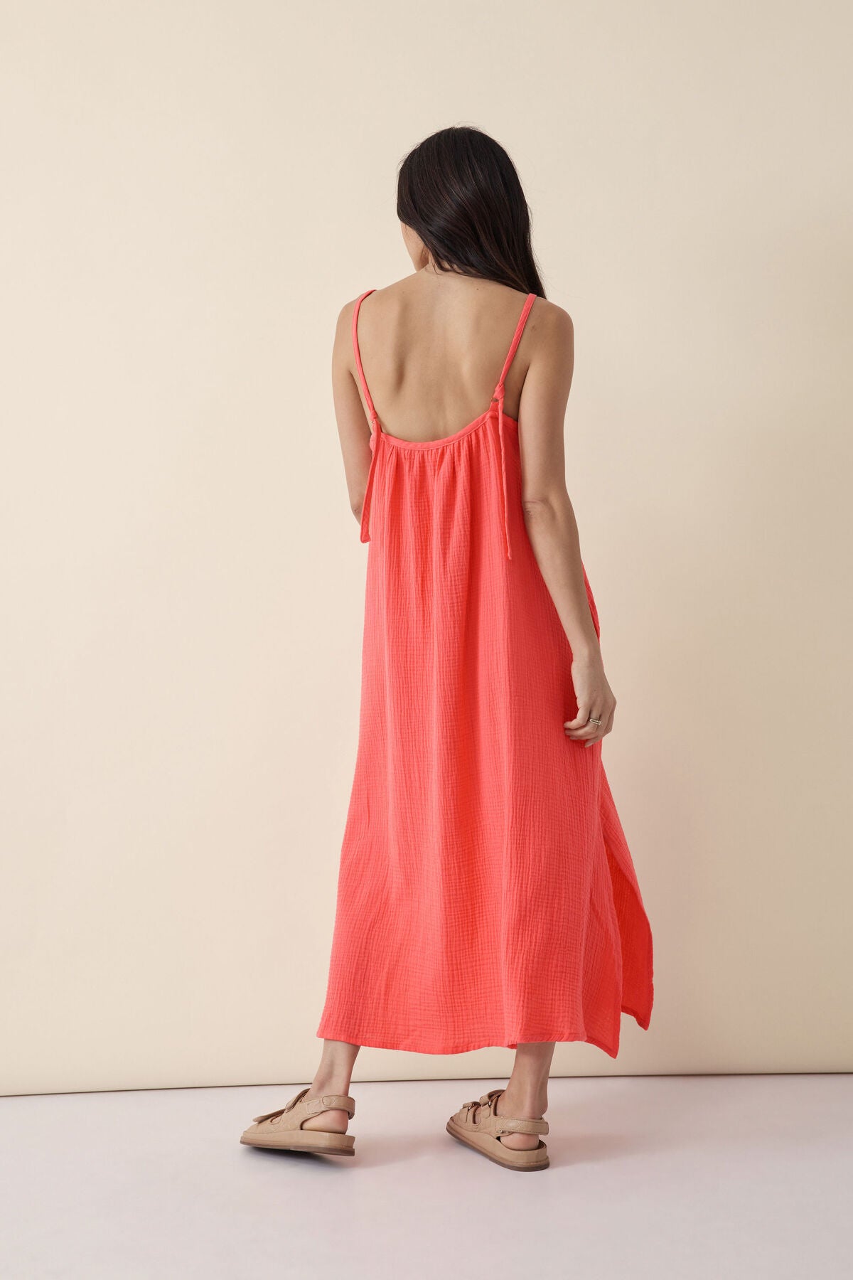 Ceres Life Strappy Midi Dress, Melon