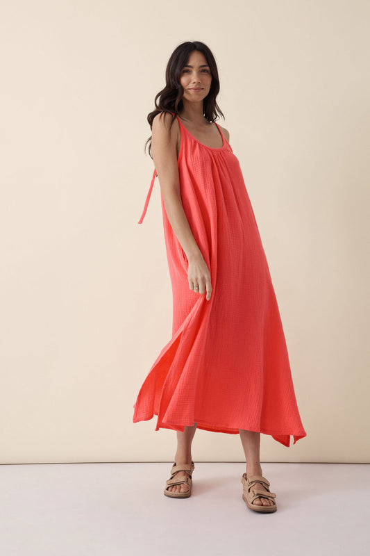 Ceres Life Strappy Midi Dress, Melon