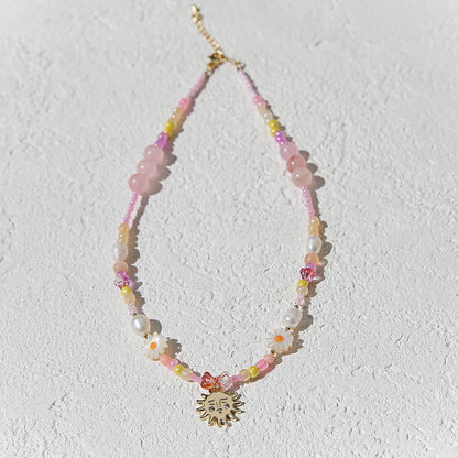 Kingston Necklace, Peach Pearl Sun