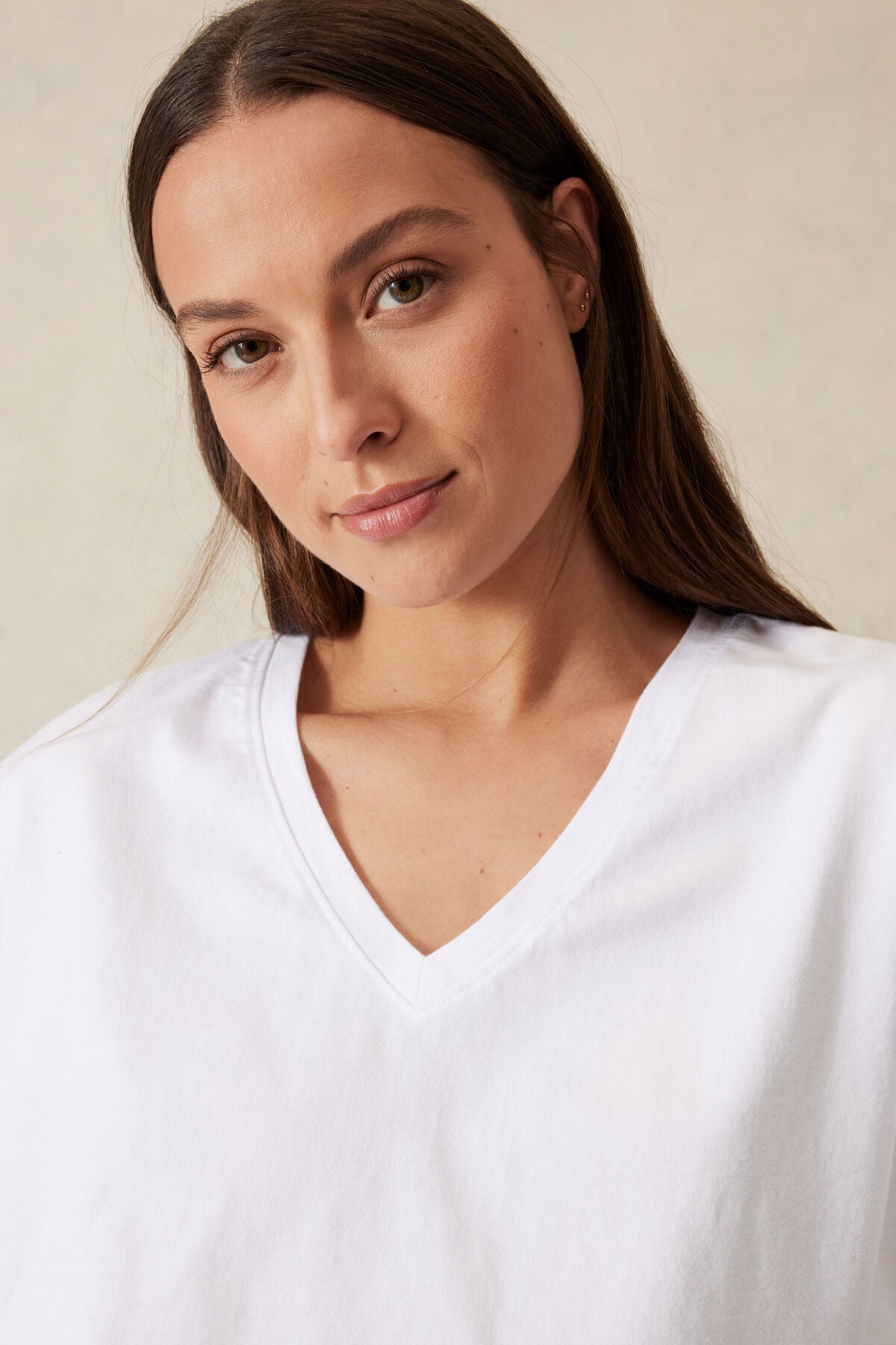 Ceres Life Boxy V Neck Tee, White