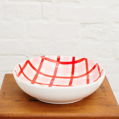 Noss Gingham Salad Bowl, Pink & Red