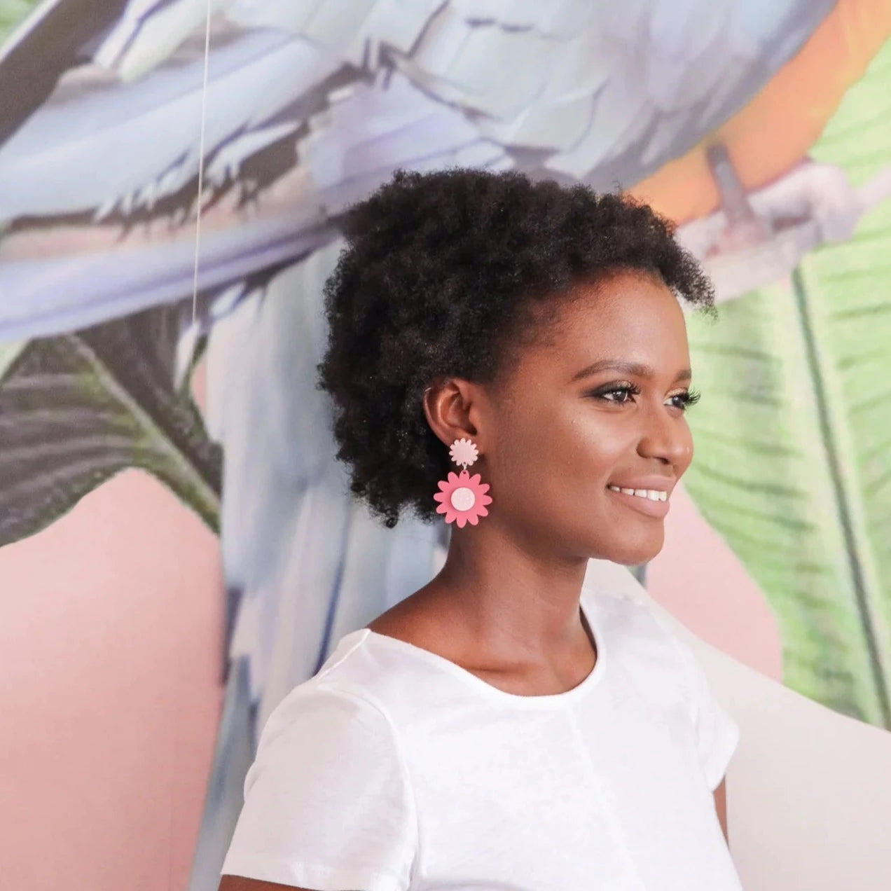 Pink nade earrings deals