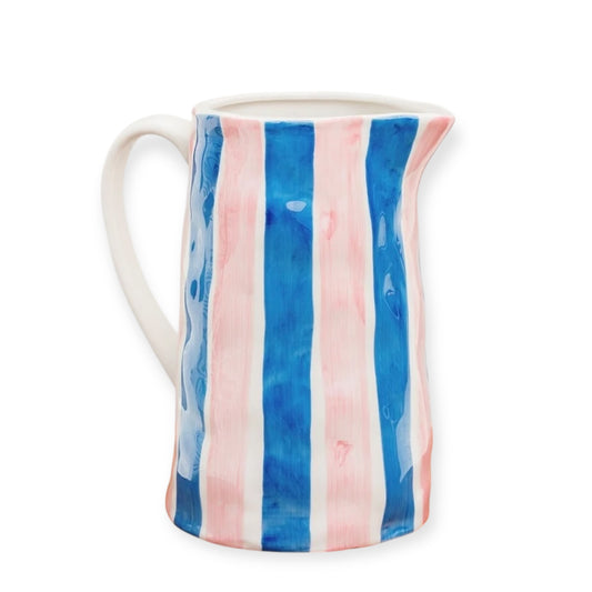 Noss & Co Medium Stripe Jug, Blue & Pink
