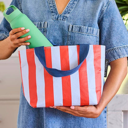 Project Ten Mini Tote, Red Blue Stripe