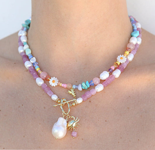 Kingston Necklace, Berry Crab Fob