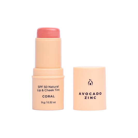 Avocado Zinc SPF 50 Natural Lip & Cheek Tint, Coral