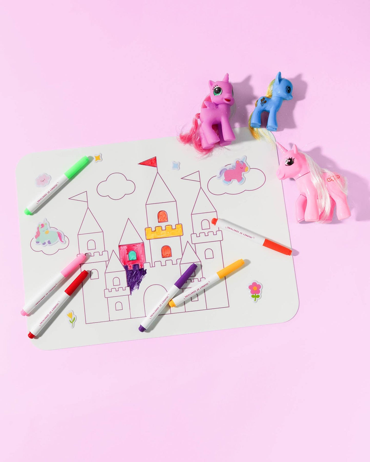 Journey Of Something Wipeable Silicone Colouring Mat, Unicorn Castle