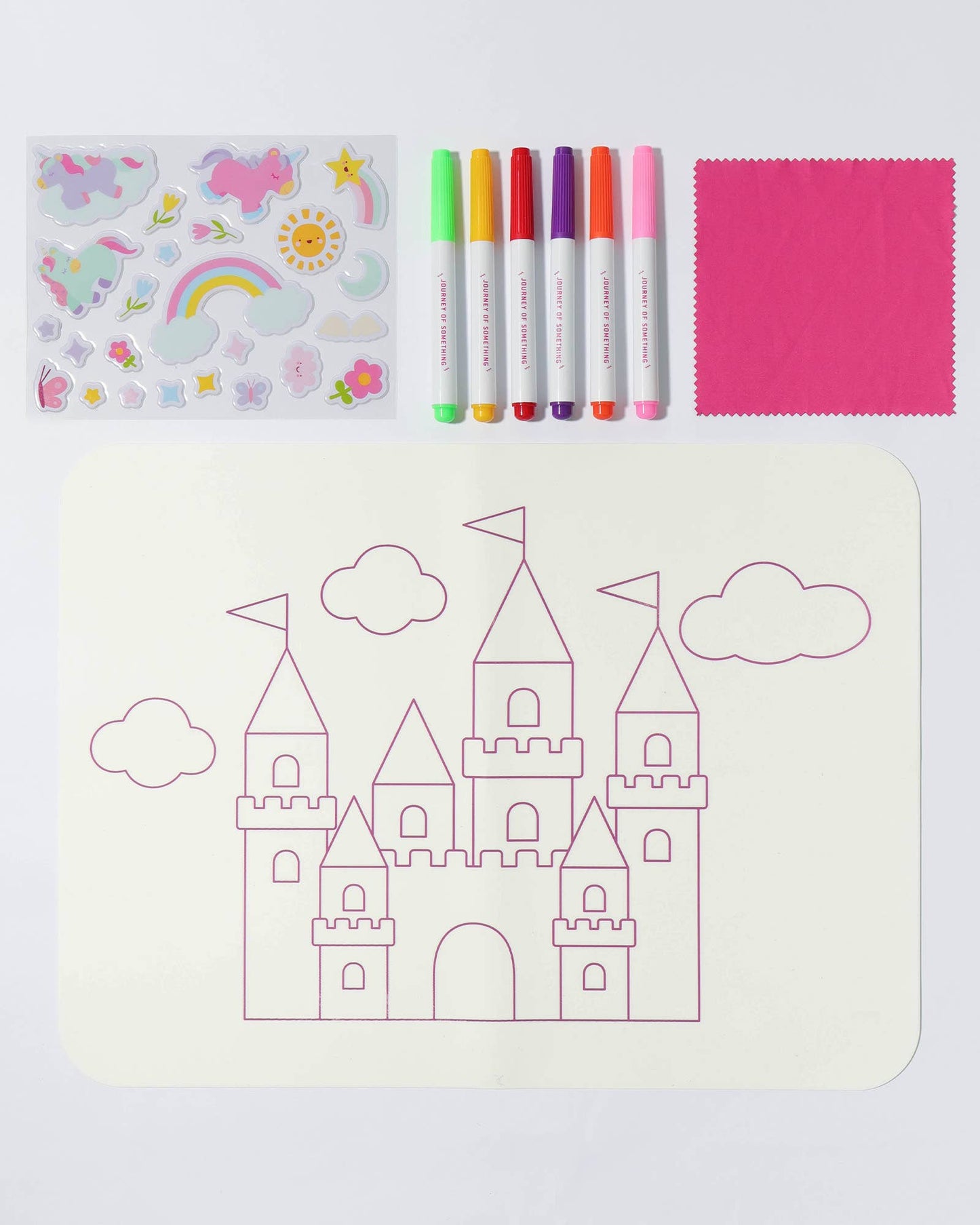 Journey Of Something Wipeable Silicone Colouring Mat, Unicorn Castle