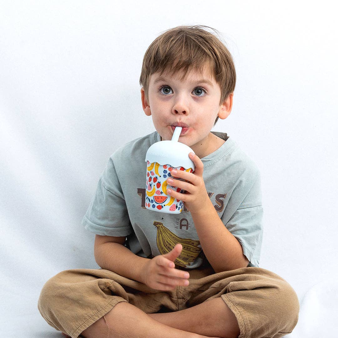 Chino Club Fruits Blue Mini Smoothie Cup & Straw 200ml