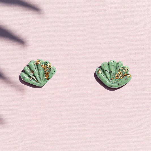 Kingston Shell Stud Earrings, Green