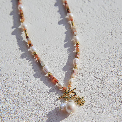 Kingston Necklace, Agate Sun Fob